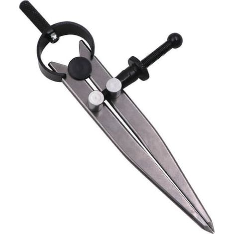 Compas en acier à branches réglables et verrouillables de 100 mm avec outils - Compas en cuir - Convient pour le travail du bois, des métaux et le dessin technique (1/2)