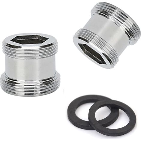 Lot de 2 adaptateurs de robinet purificateur d'eau, 22 mm NPT filetage mâle vers filetage mâle, aérateur de connecteur de robinet pour salle de bain et cuisine (M22 - M19) (1/4)