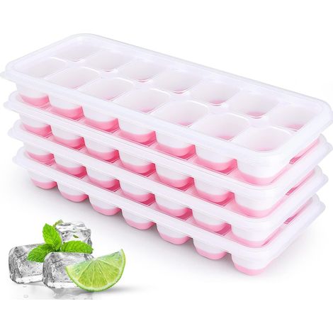 Set mit 4 Eiswürfelformen mit Deckel, stapelbare quadratische Eiswürfelformen für Babynahrung, Whisky, Getränke (1/5)