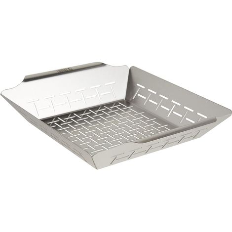 Panier à griller deluxe - Grand (35 x 30cm), acier inoxydable, adapté à tous les types de barbecues - Argent (1/5)
