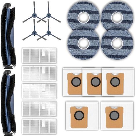 (20 piezas) Kit de repuestos C20 Omni para aspiradora robot Eufy C20 Omni: 2 cepillos giratorios, 4 cepillos laterales, 5 filtros HEPA, 5 bolsas para polvo, 4 mopas.