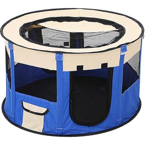 Tente pour animaux pliable, chambre de mise bas fermée, cage confortable pour chien - Bleue (1/5)