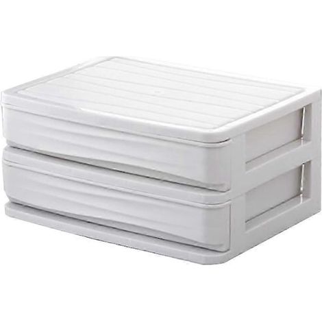 Organisateur de maquillage en plastique, tiroirs de rangement pour cosmétiques, présentoir à bijoux, boîte de rangement à poser sur le comptoir de la salle de bain, 5 tailles disponibles-2 Tier White (1/5)