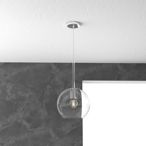 Lampadario moderno top light future 1155cr sm e27 led vetro pirex soffiato sospensione, vetro cristallo