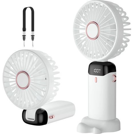Tragbarer Ventilator, Mini-USB-wiederaufladbarer tragbarer Ventilator, kleiner Taschenventilator mit Standfuß, faltbarer Tischventilator (1/5)