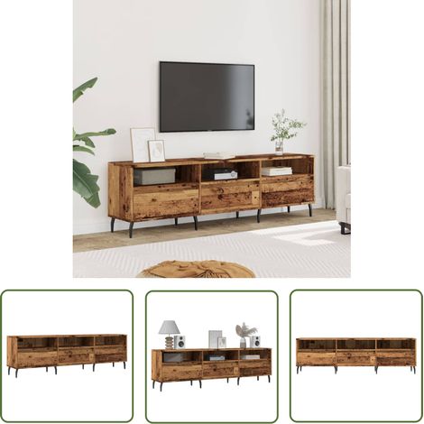 vidaXL Meuble TV vieux bois 150x30x44,5 cm bois d'ingénierie (1/5)