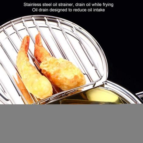 Marmite À Frire - Acier Inoxydable - Pour Tempura - Avec Thermomètre Intégré Et Grille Égouttoir - 1 Pièce (1/4)