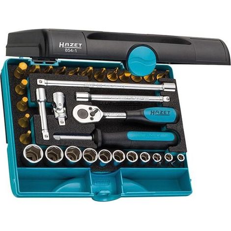 Hazet 854-1 Serie Di Chiavi A Bussola, Multicolore, Attacco Quadro, Cavo, 6.3 mm 1/4 di Pollice (1/5)