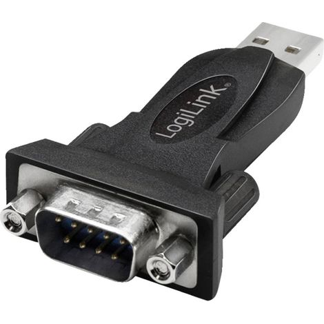 Adattatore Logilink USB 2.0, da USB-A/M a DB9/M (RS232), Windows 11, nero AU0002F (1/5)