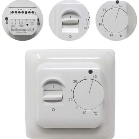 Lntyq Chauffage au Sol Electrique sonde AC 220V 16A, Régulateur de Thermostat Plancher Chauffant Mécanique,Manuel Thermostat d'ambiance (1/5)