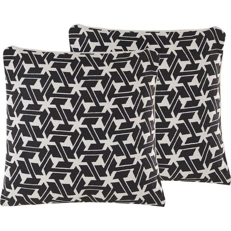 Dekokissen 2er Set ANDIRIN Baumwolle 45 x 45 cm Schwarz Geometrisches Muster