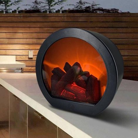 Lanterne Cheminée - LED Faux Feu Flamme - USB et Piles AA - Intérieur Extérieur - 18,5 x 20 x 10 cm (1/4)