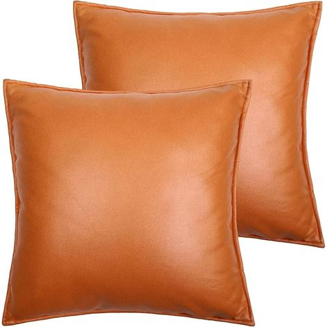 Lot de 2 Housses de Coussin Imperméables Orange 45x45cm, Tissu Durable pour Canapé, Lit, Chaise ou Voiture (1/4)