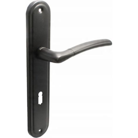 Tirador DOMINO Presto negro BB72 - para puertas de habitación, placa larga