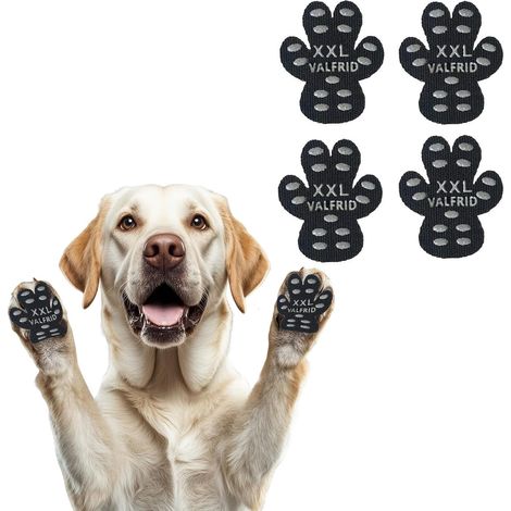 rotection antidérapante pour pattes de chien, poignée sûre sur sols glissants en bois, autocollant résistant pour chien, chaussettes pour chiens, remplacement noir, 4 pièces XXL