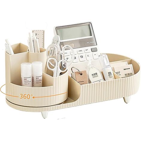 Organisateur Maquillage Rotatif 360°, Pot Pinceaux Cosmétique avec Compartiments 2 en 1, Organiseur Couleur Crème pour Salle Coiffeusede, Bainde, Chambre,Boîte Vanité Multifonctionnel Capacité Grande (1/5)