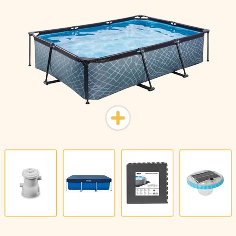 Exit-toys Piscine Exit Rectangulaire - Effet Pierre - 300x200x65 cm - 5-pièces S312 (1/5)