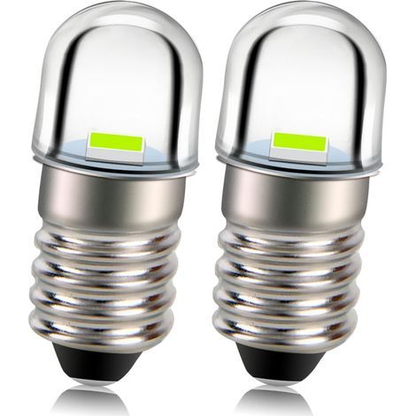 Ampoule LED E10 12V 2525 1SMD Puce Verte 100LM Remplacement d'ampoule LED pour Lampe de Poche Torche Paquet de 2 (1/5)