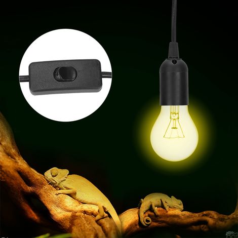 Douille E27 en plastique noir pour résistance chauffante en céramique avec interrupteur indépendant, pour reptiles, tortues et lézards. Prise UE 220 V. (1/5)