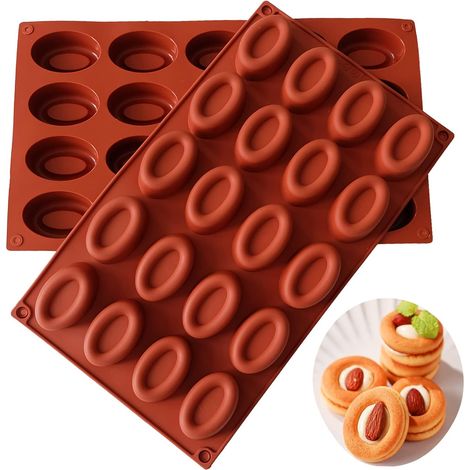 2 Pièces Moule à Kouglof, Silicone Antiadhésif, 20 Trous, Résistant Chaud Froid, Pour Muffins Pudding (1/5)