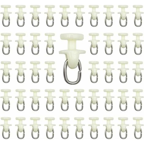 100 rodillos para riel de cortina (blancos), riel interior, gancho para cortina, riel deslizante, polea de cortina de plástico para cortinas. (1/4)