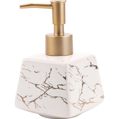 Distributeur De Savon - En Céramique - Pompe À Pression - Pour Salle De Bains - Blanc - 1 Pièce (1/5)