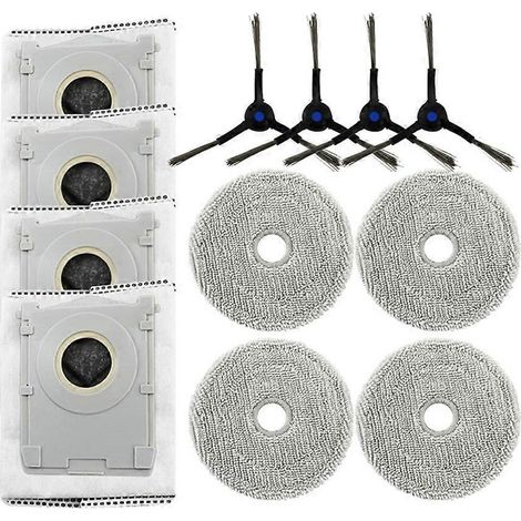 Pièces de rechange pour aspirateur robot Ecovacs Deebot Mini : sac à poussière, chiffon, brosse latérale, sac poubelle. (1/5)