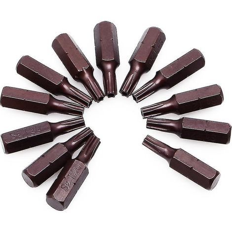Lot de 12 embouts de tournevis Torx T20 à tige hexagonale de 1/4" avec trou de 25 mm (1/5)