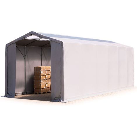 Zelthalle 6x12m Lagerzelt Industriezelt 3,6m Seitenhöhe PVC Plane 850 N mit Oberlicht grau 100% wasserdicht mit Reißverschlusstor