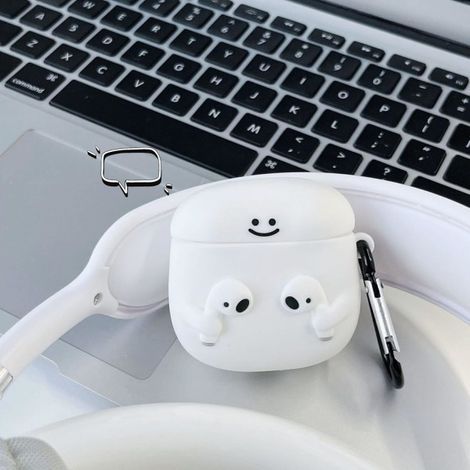 Étui en silicone souple compatible avec les AirPods 3, orné d'un adorable motif 3D amusant et d'un porte-clés antichoc, idéal pour les filles et les femmes. (1/5)