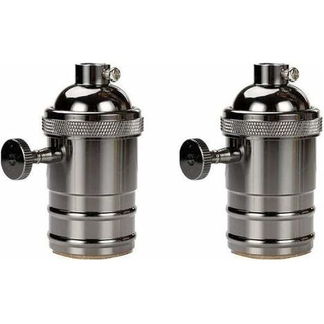 2 Pcs Vintage Douille lampe, Edison Douille Vintage E27 Adaptateur De Lampe avec Interrupteur Rétro Vintage Lustre Sans Fil Noir (1/5)