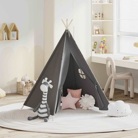 Tente tipi d'enfants avec sac Peau de pêche-Tente intérieure Gris 120x120x150 cm (1/5)