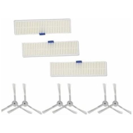 Accessoire pour aspirateur,Pour Aspirateur Rowenta Robot Explorer Series 20 40 50 60, Brosse Latérale Et Filtre Hepa, 6 Têtes De Brosse + 3 Filtres