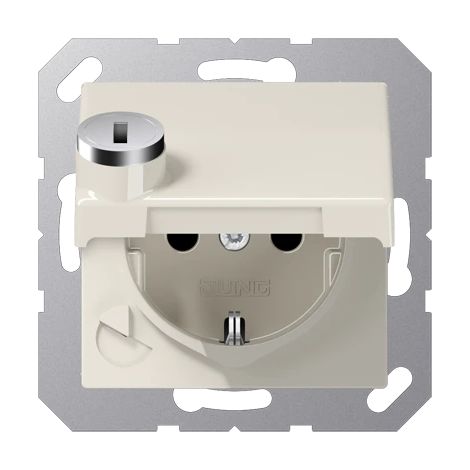 Jung Presa SCHUKO®, 16 A 250 V , SAFETY+, coperchio a cerniera, con serratura di sicurezza, Termoplastico, Serie AS, bianco AS 1520 BFKLSL