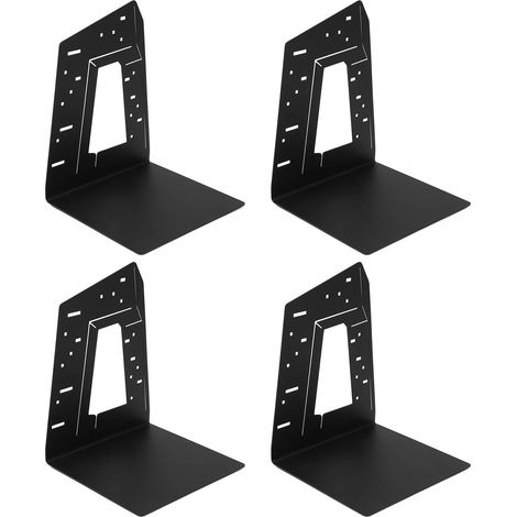 Serre-livres en métal design, 4 pièces pour bureau avec patins antidérapants, style architectural épuré et bords arrondis. (1/5)