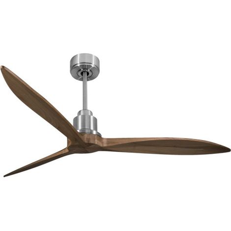 Tenerife - Super destratificateur et ventilateur DC 166 cm  Chrome pales bois sombre sans Lumière 30 à 60 m² (1/5)
