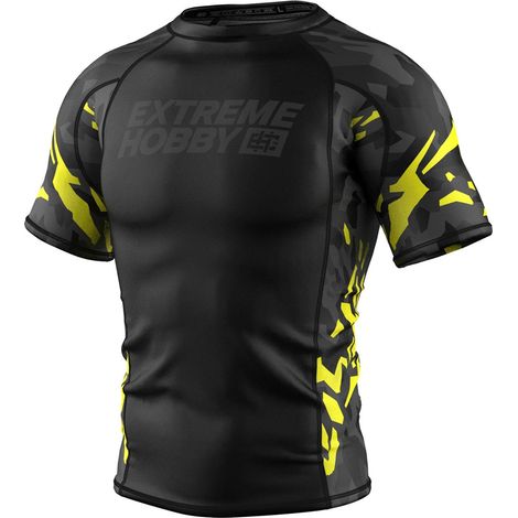 Extreme Hobby Rashguard Kurzarm Black Panther Schwarz und Gelb S