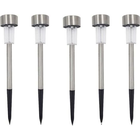Lot de 5 bornes solaires à LED lampes de jardin à planter (1/5)
