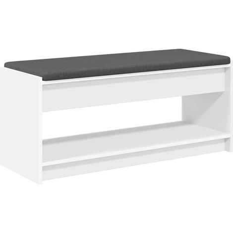 Banc d'entrée Blanc 103 x 38 x 45 cm Bois Ingénierie et Tissu