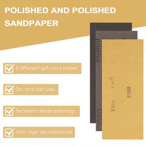 Assortiment de 9 feuilles de papier abrasif pour cloisons sèches à grain fin (3000, 5000, 7000) (1/5)