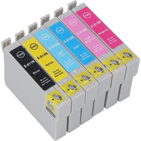 Cartouche d'encre BK CMY LC LM 6 couleurs, accessoire d'impression pour papier photo et documents T0811N T0812N T0813N T0814N T0815N T0816N (1/5)
