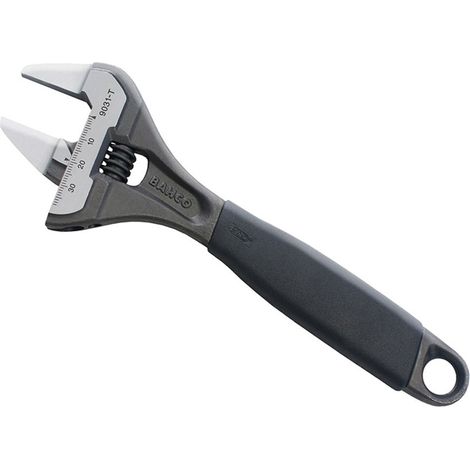 Bahco 9031-T ERGO&x2122 Central Nut Wide Opening THIN Jaw Adjustable Wrench with Rubber Handle, 218mm