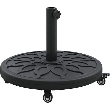 Pied de parasol de style Art déco, noir, 45 cm de diamètre x 39,5 cm de hauteur, en fer. (1/5)
