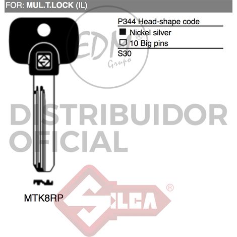 5,0 x CHIAVE PUNZONATA MULTLOCK MTK8RP SILCA