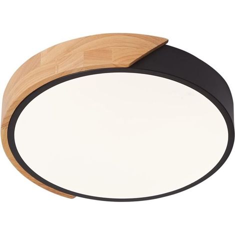 Plafonnier LED 24W Blanc Neutre 4500K 1600LM, Plafonnier Moderne Rond en Bois Intérieur Ø30cm pour Salon Couloir Maison Bureau Porche (1/5)