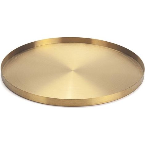 Bandeja redonda decorativa de color dorado, ideal para guardar joyas y cosméticos - 32 cm