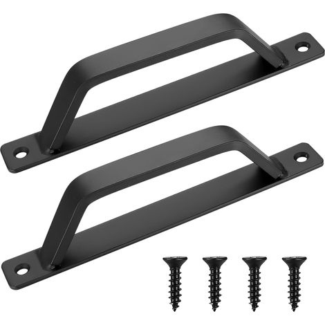 Lot de 2 poignées de porte coulissante en forme de D - 200 mm - Pour garage, abri de jardin, porte, armoire, armoire - Accessoires de porte (1/5)