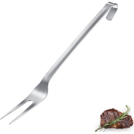 Westmark Meat Fork Pro – Forchettone da carne in acciaio inossidabile con denti lunghi e ganci per appendere – Perfetto per grigliare, arrostire e cucine professionali – Argento, 38 cm (1/5)