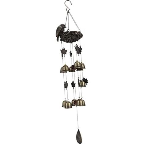Carillon éolien nid d'oiseau, carillon éolien d'intérieur, carillon éolien d'extérieur, carillon décoratif en métal, motif oiseau, résine. (1/5)