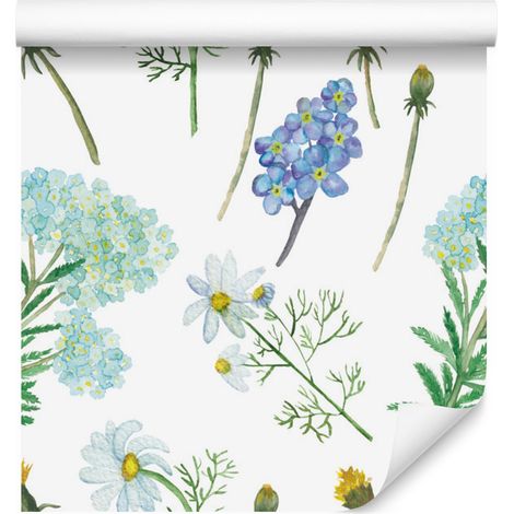 Papier peint Fleurs des champs et herbes aromatiques pour salon et chambre 50x1000 cm (1/5)